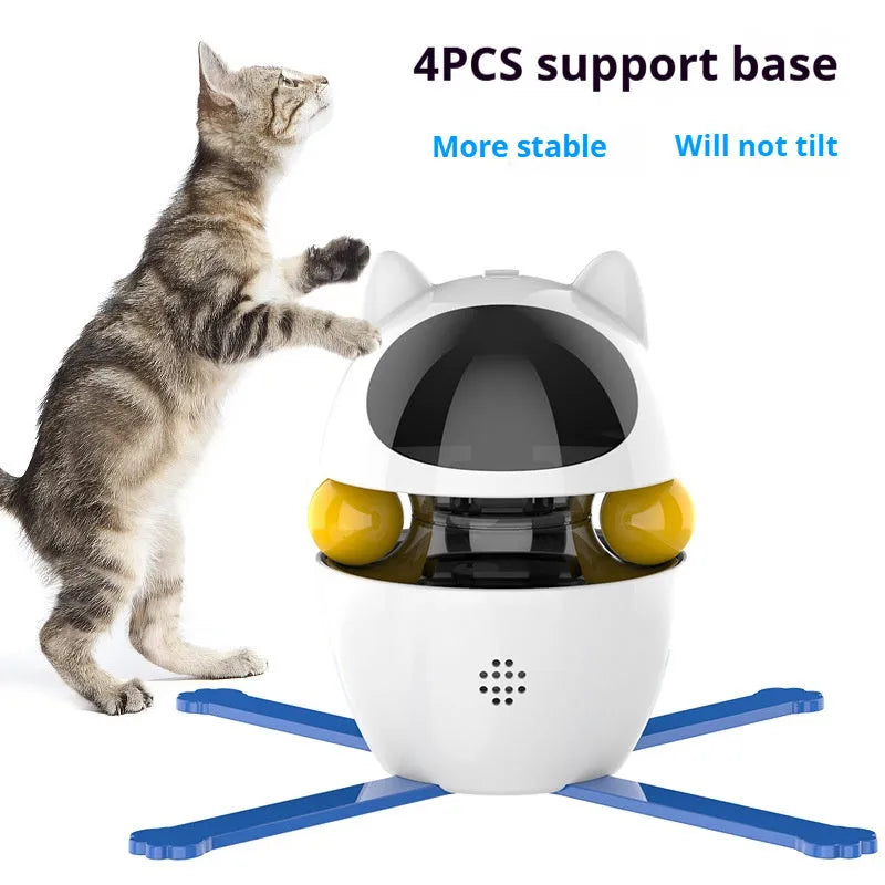 White automatic electronic cat toy with elastic rope and motion-activated motor
