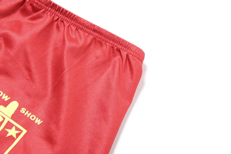 Red women's high waist hip lift bikini set with 3D printed pattern