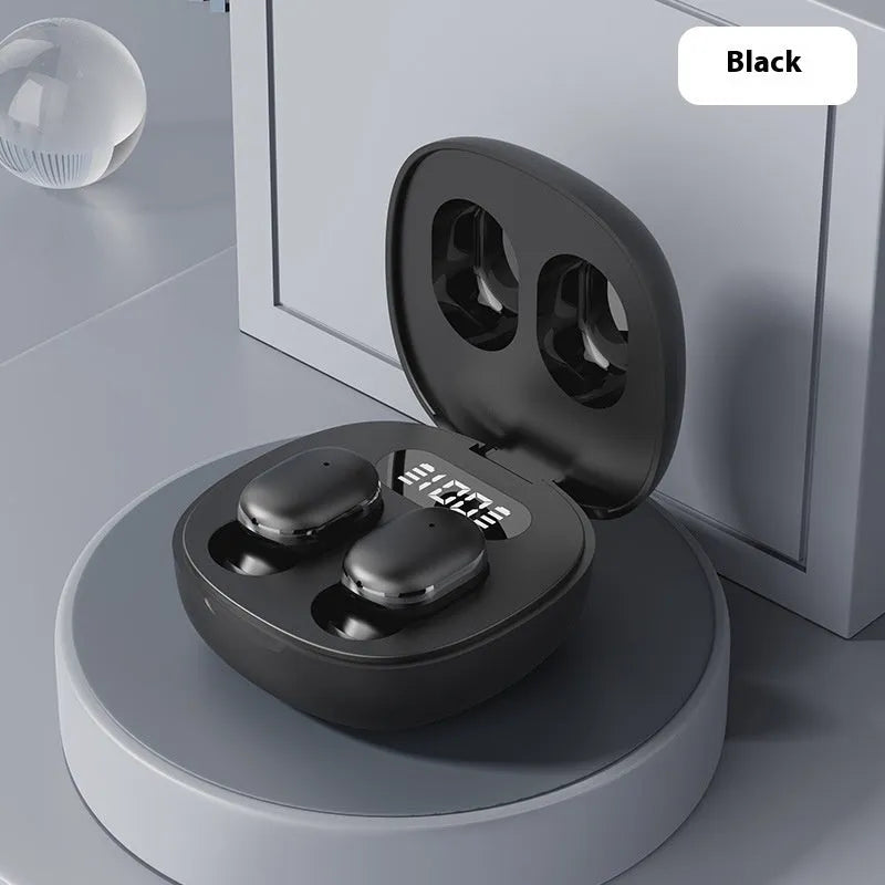 Wireless Bluetooth in-ear headset with digital display screen in black colour