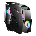 Full side tempered glass ATX computer case in pink or black, 410x218x438mm, with front USB 3.0 and HD Audio