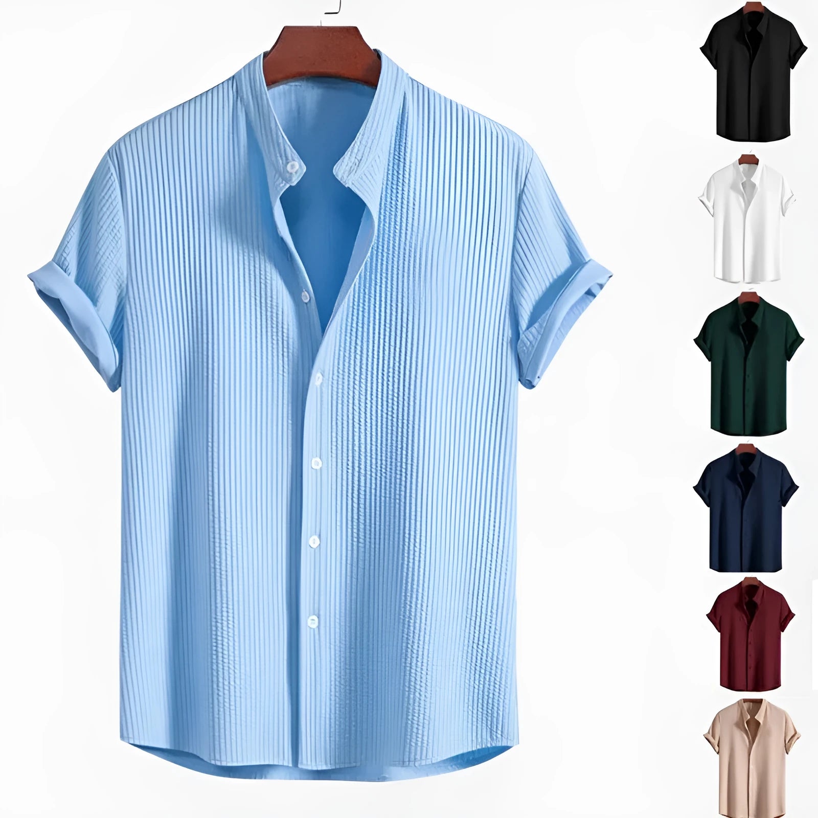 Men's loose fit short sleeve casual summer shirt in a light blue colour