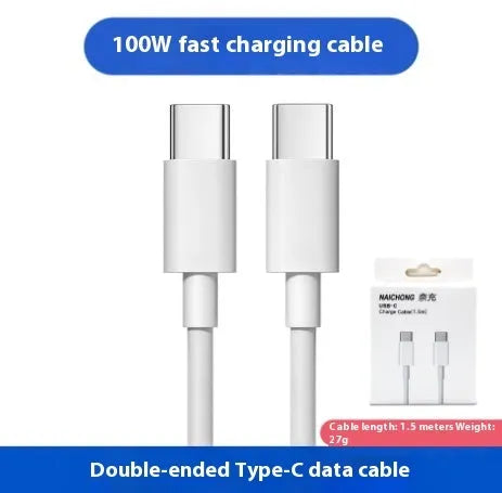 White USB-C to USB-C cable 1 metre length for MacBook and device connectivity