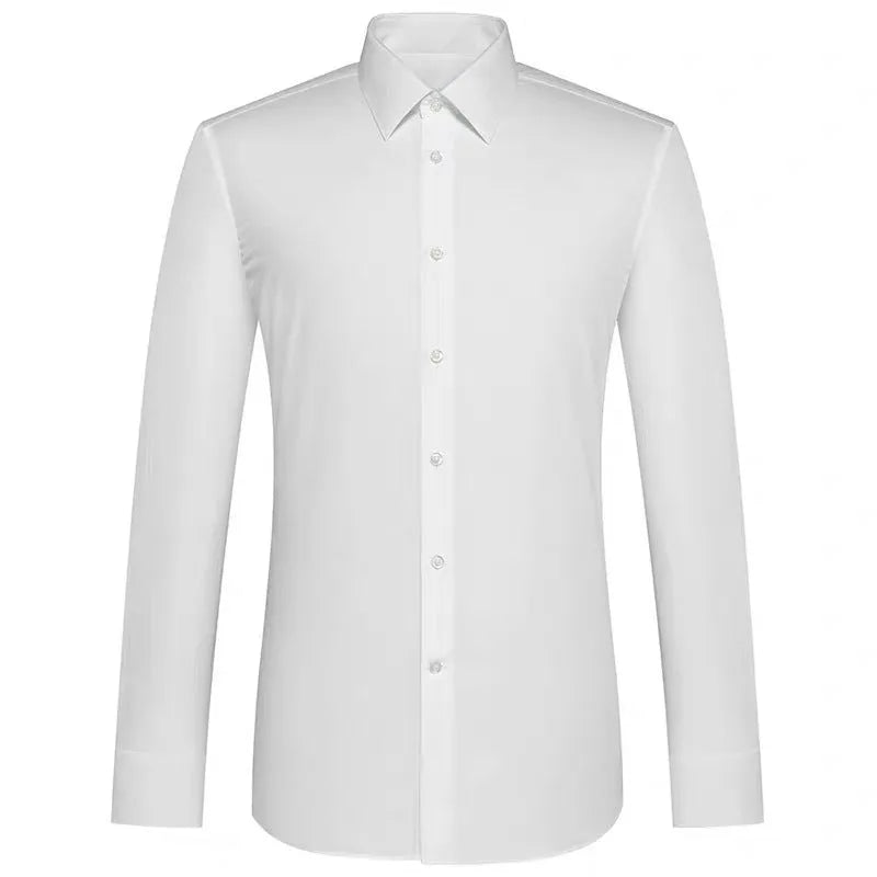 Men's slim fit cotton work shirt in plain weave, sizes 38-44, cardigan front, seven colours