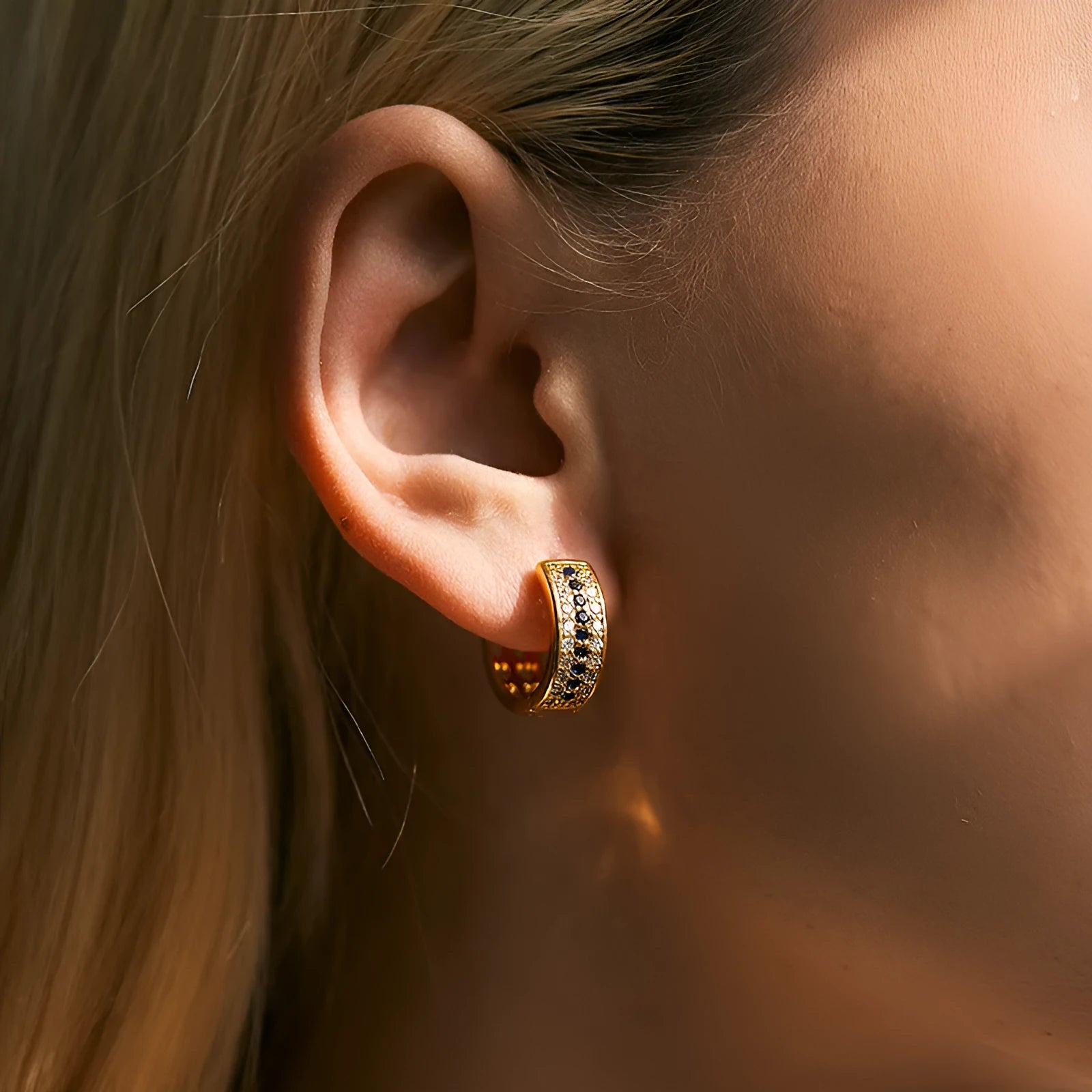 Geometric round women's drop earrings with gold electroplated finish on copper.