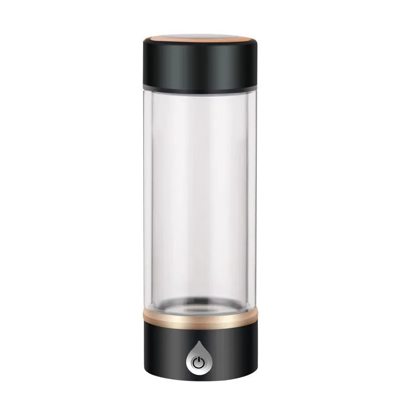 380ml hydrogen water ionizer bottle, 22cm x 7cm, glass or PC body, Black Blue Camel Red Silver