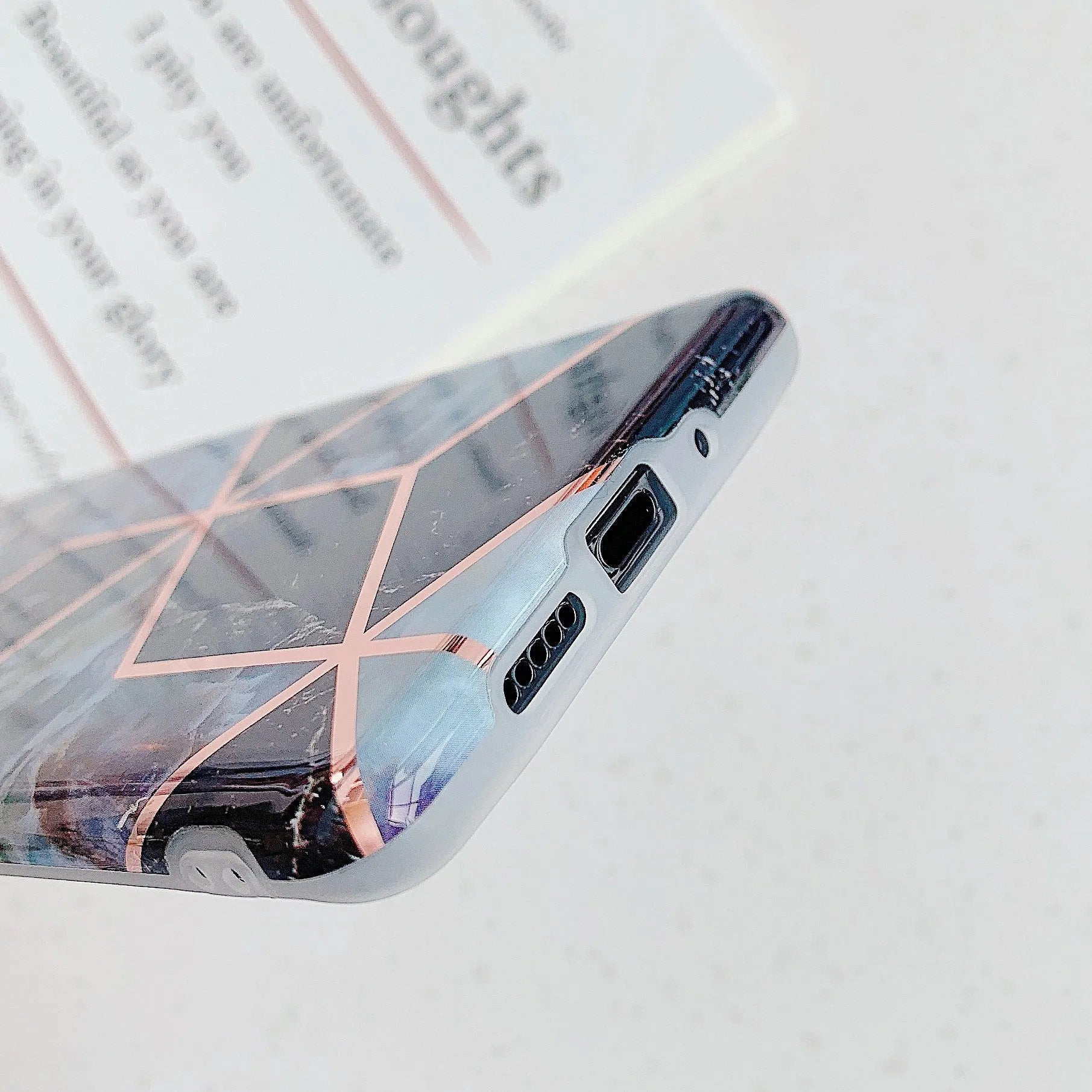 Electroplated marble patterned phone back cover case for Huawei and Samsung smartphones.