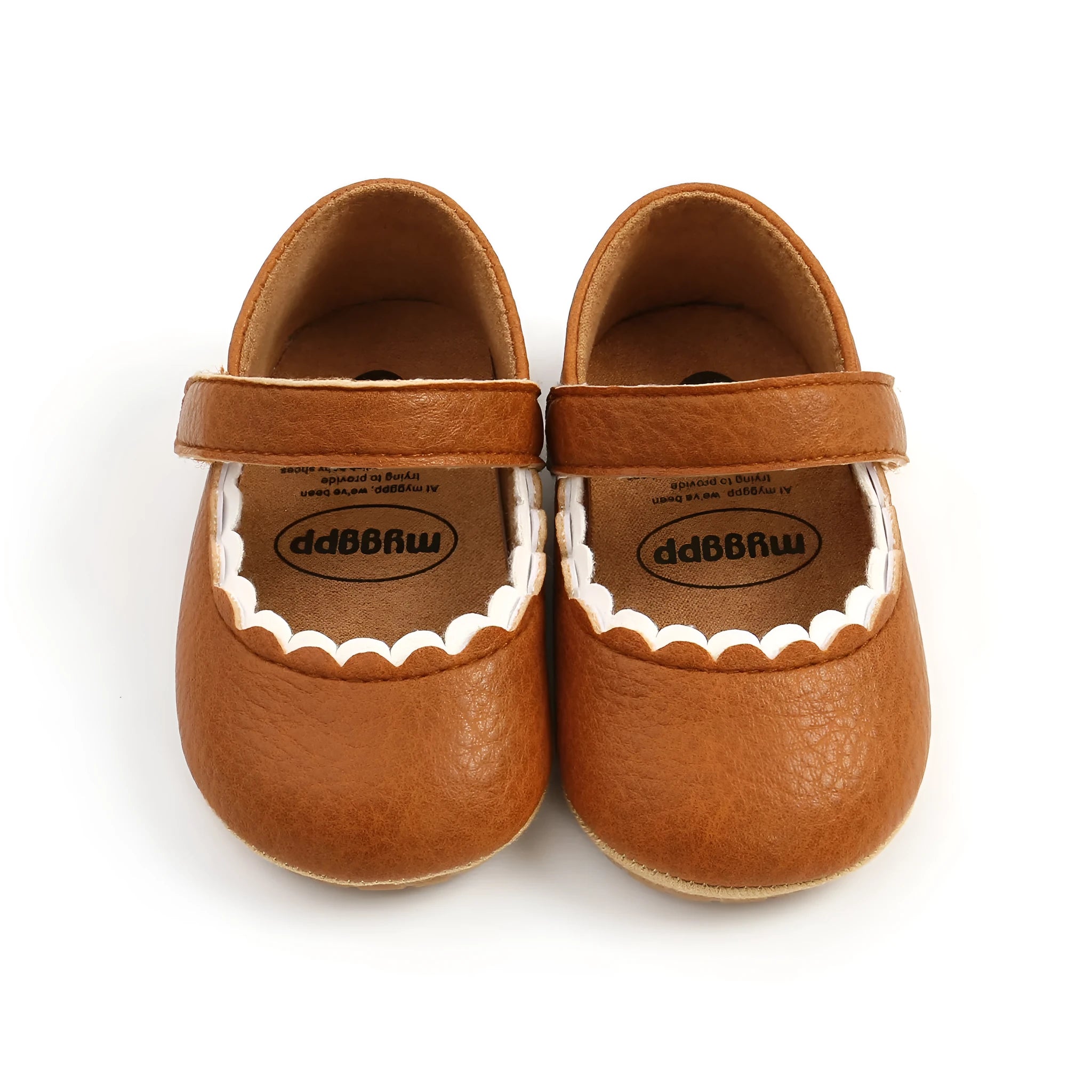 White baby princess toddler shoes with velcro strap closure, low tube design
