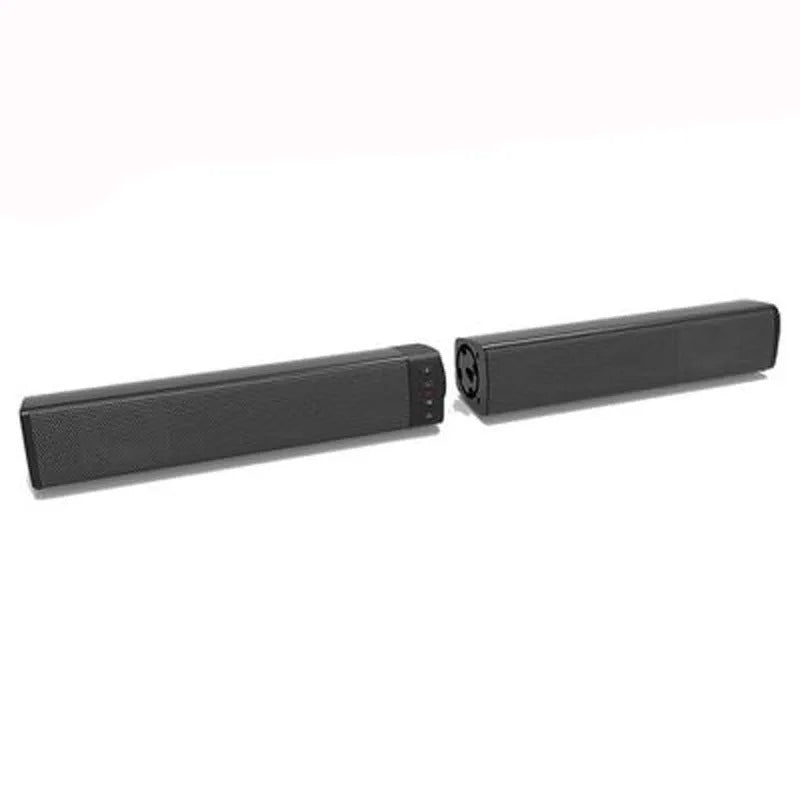 Black foldable split Bluetooth speaker showing USB port and buttons, length 490mm.