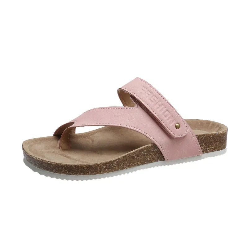 Flat toe ring thick-soled flip-flops in a solid colour with artificial PU upper and foam sole.