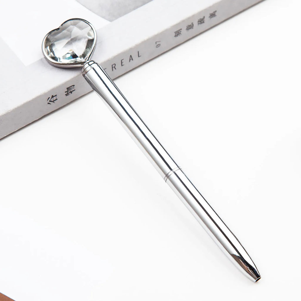 Creative crystal love ball metal pen in golden, rose gold, and silver colours