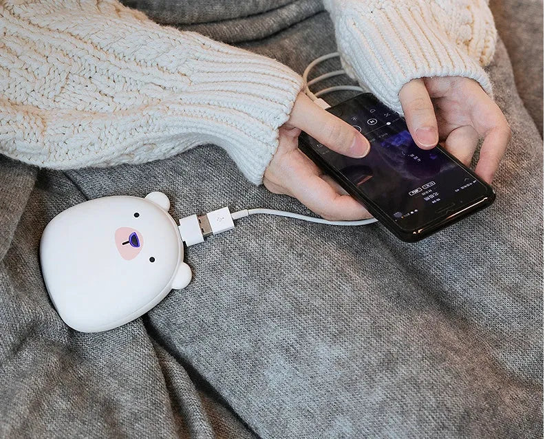 Cartoon penguin and polar bear USB rechargeable electric hand warmers with double-side heating