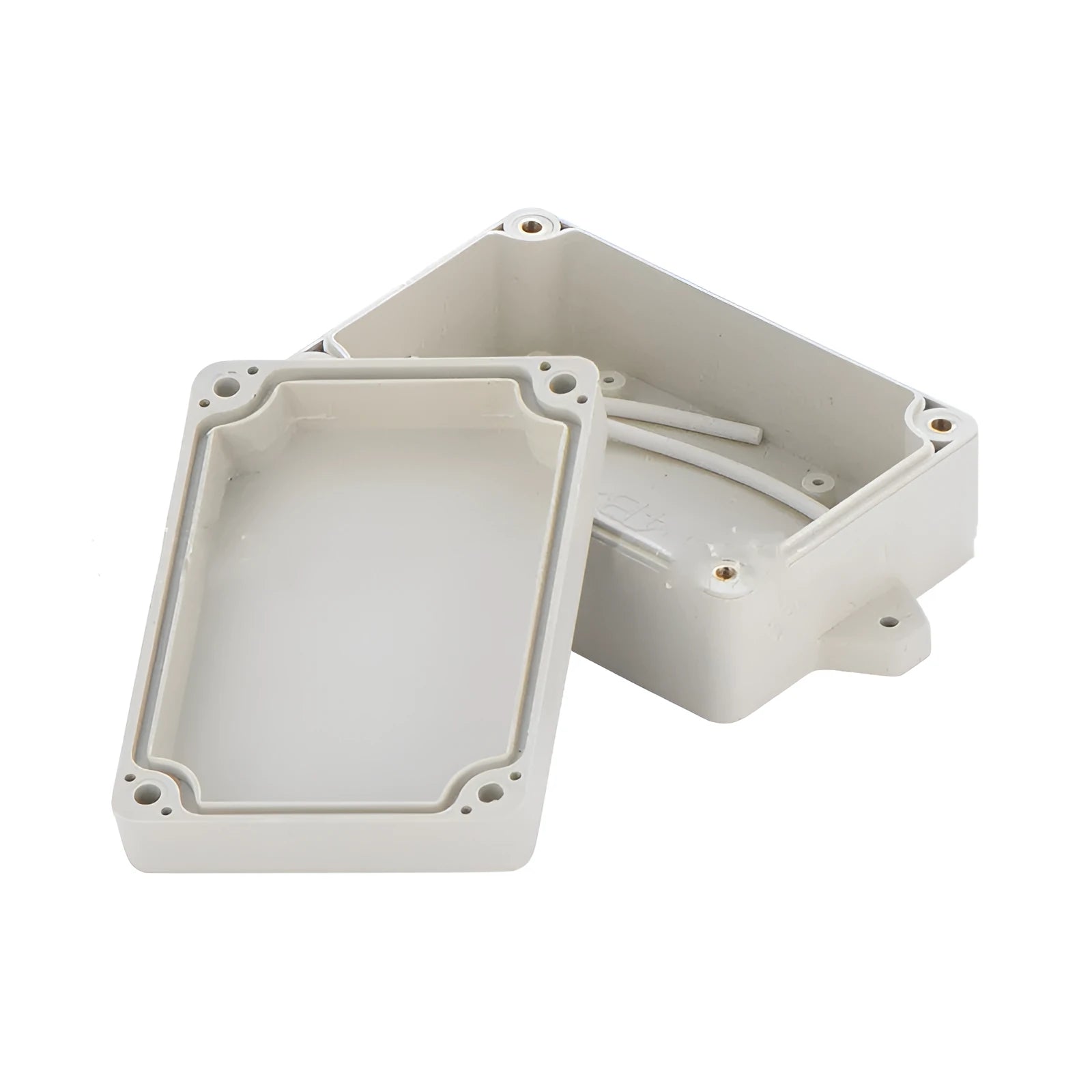 Black ABS plastic waterproof instrument box for security system power supply.