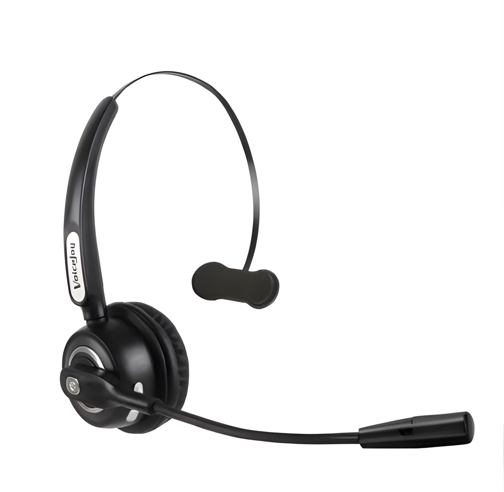 Over-ear Bluetooth headset with microphone designed for truck drivers and office use.