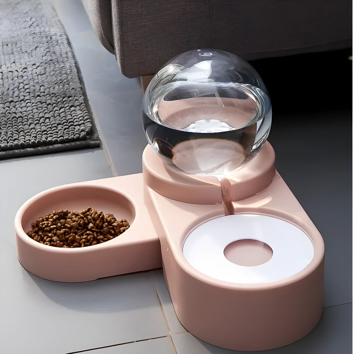 Automatic pet water bowl 1.8L capacity green self-filling dispenser for dogs and cats