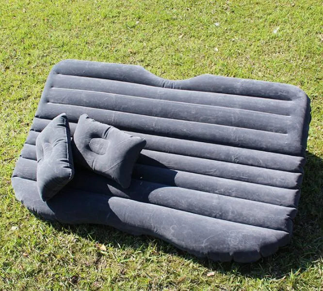 Ultra-thickened flocking cloth car inflatable bed with two pillows and storage bag