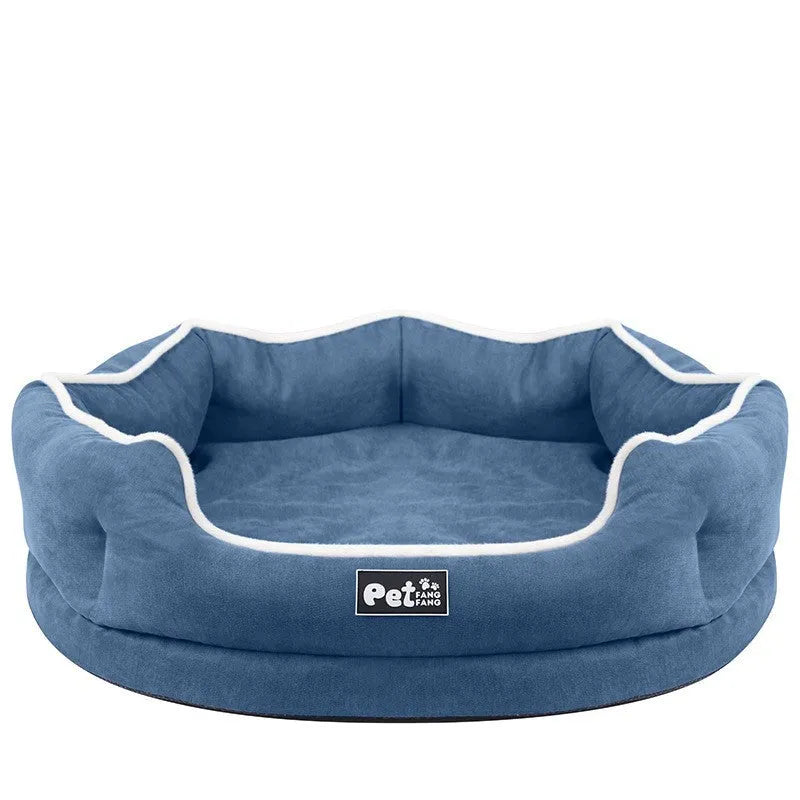 Warm sofa dog cushion in Blue with Liscel fabric cover and sponge fill