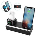 Black eight-port wireless charging station with USB hub and 150cm power cord