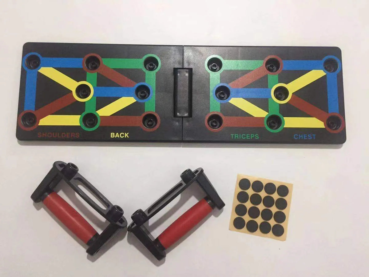 Black ABS POM push-up stand with two armrests and a 300 x 180 x 36 mm support board.