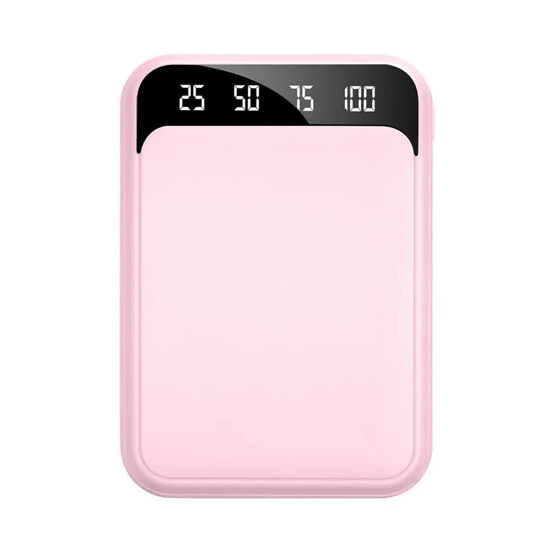10000mAh power bank with LCD display, 93 × 63 × 23mm, in black, white, pink or blue