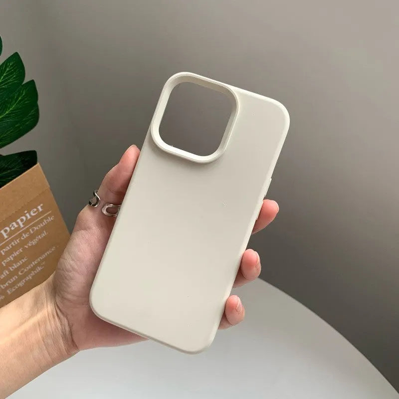 Fully flocking liquid silicone phone case in grey for Apple iPhone 13 Pro with soft-touch finish