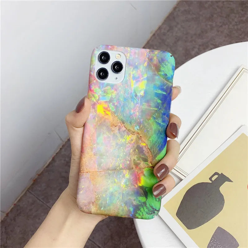 Marbled geometric pattern mobile phone case in PC plastic for iPhone Samsung Huawei Xiaomi