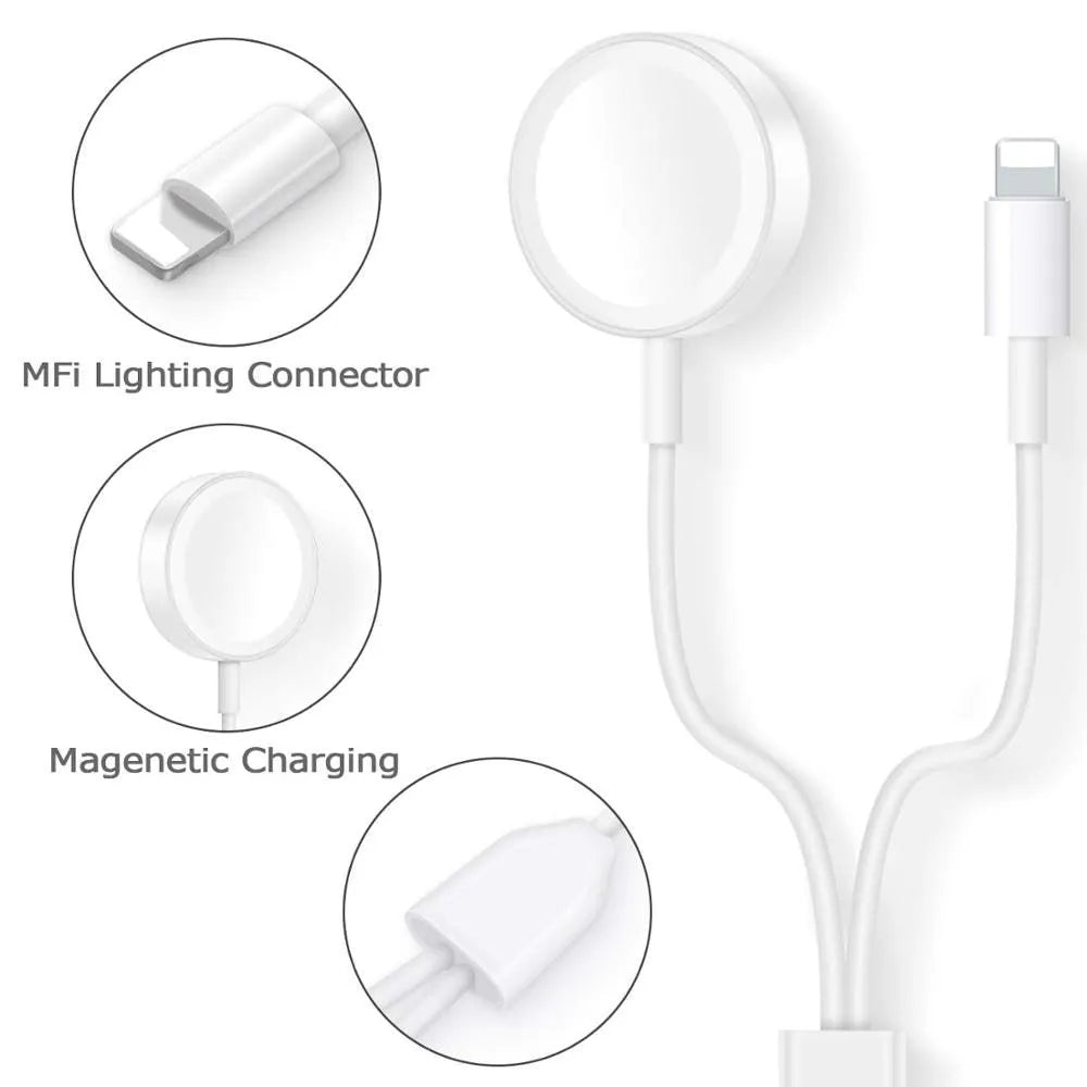 White two-in-one wireless charger with USB interface for device charging