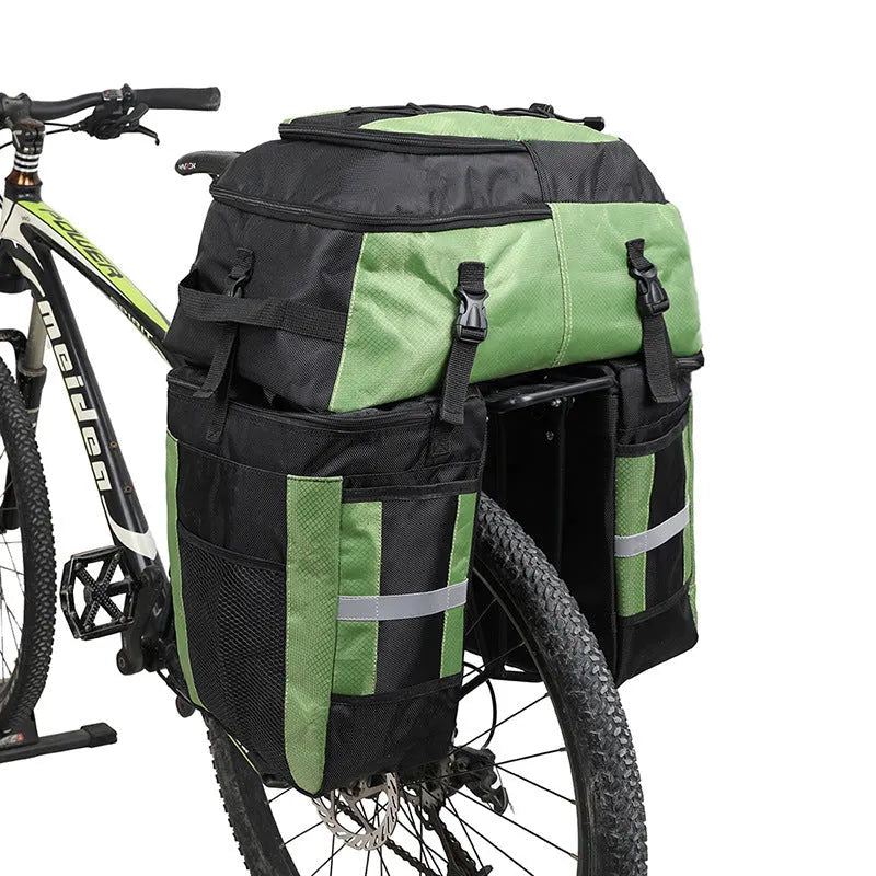 Rhino brand 70 litre green bicycle rear storage pannier bag for long-distance touring