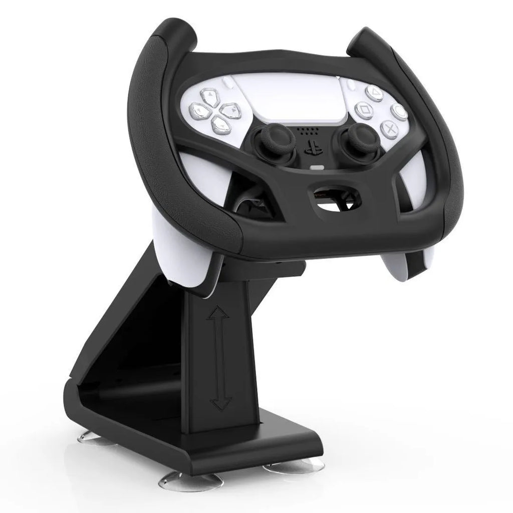 Black PS5 controller steering wheel bracket, ABS racing game accessory, 13.2 x 10.3 x 23.2cm, 375g