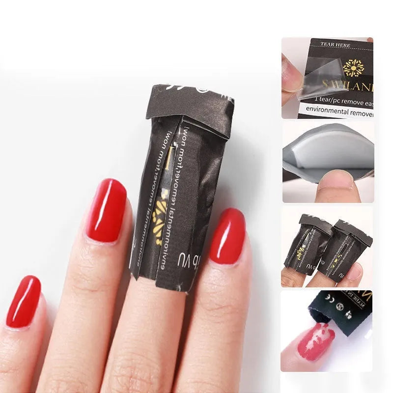 Black nail polish remover wraps, 200 PCS per box, self-contained cotton, 132mm x 53.5mm x 103mm box