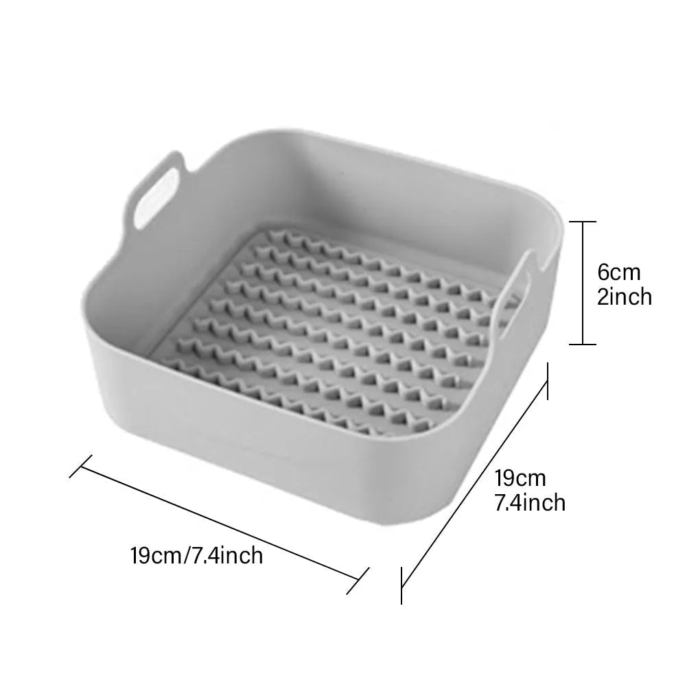Round pink silicone air fryer liner 19cm with hand clip nonstick reusable