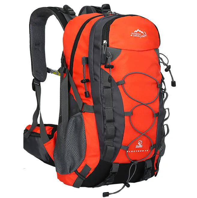 Green outdoor sports backpack with 20-35L capacity for hiking and camping activities