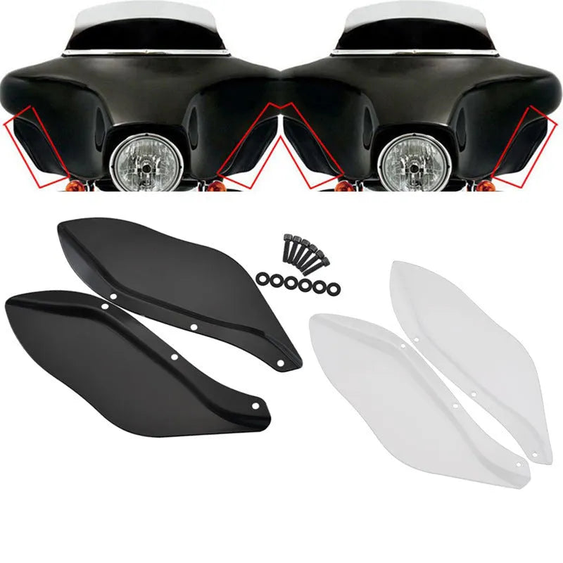 Pair of Harley-Davidson motorcycle side wing headlight covers in ABS plastic