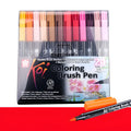 Set of water-based watercolour markers with soft brush tips in a selection of coloured barrels.