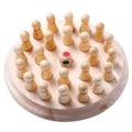 Beech wood memory chess educational game with coloured pieces on 17cm board for children aged 3+