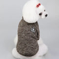 Wool pet clothing sweater in England style, available in Coffee, Wine red, black, and blue, sizes S to XXL
