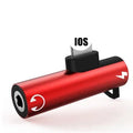 Apple Lightning to 3.5mm headphone adapter in black, gold, silver, rose gold, and red colour options.