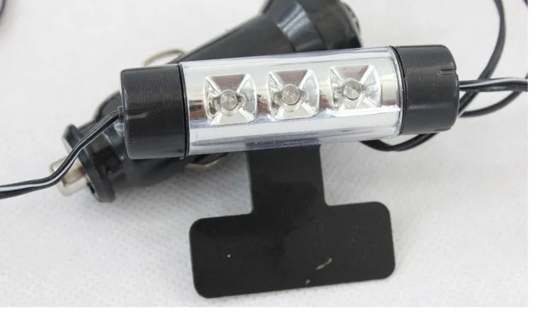Blue car interior atmosphere lights, four rotatable LED xenon lamps, 60mm by 16mm, cigarette lighter plug and tape