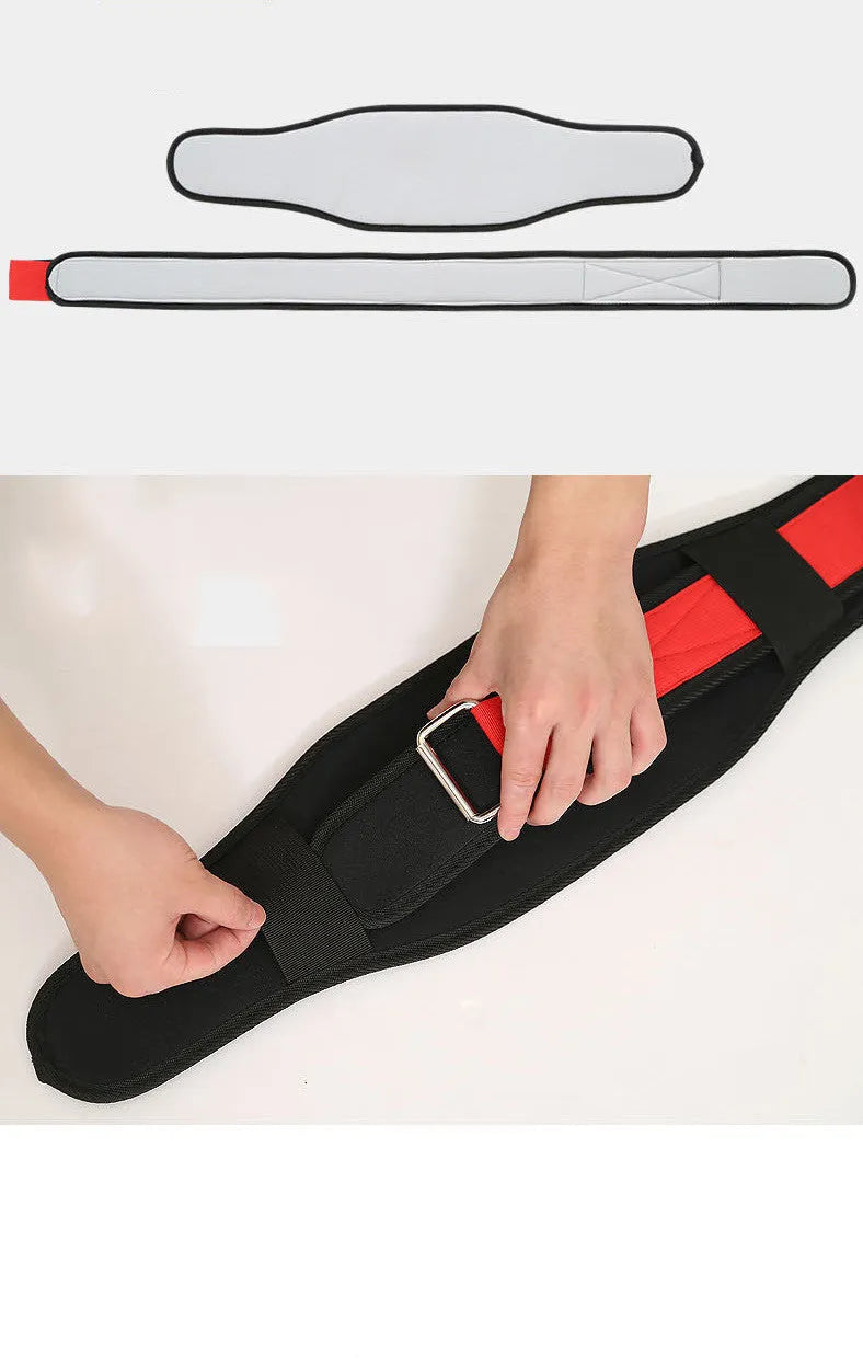 Nylon fitness weightlifting belt in black, red, or yellow for adult gym training