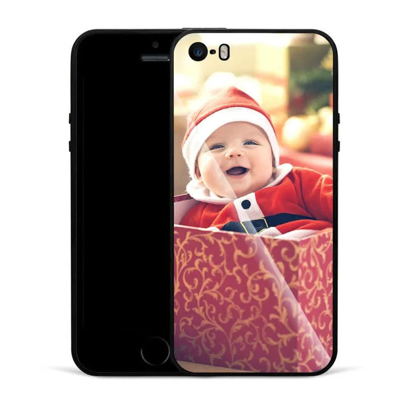 Custom patterned ultra-thin protective case for Apple iPhone models with raised camera and screen edges.