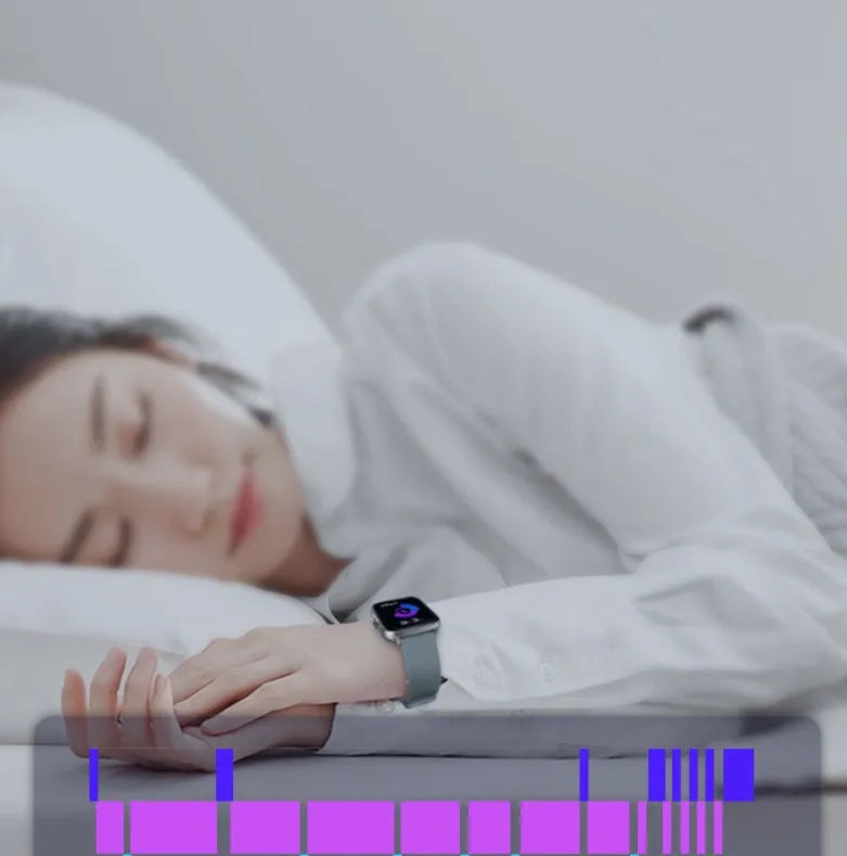 Smart watch with 1.7-inch colour touch screen showing fitness metrics and Bluetooth call interface
