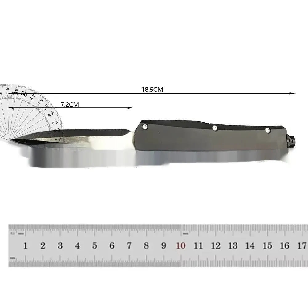Outdoor camping tactical folding knife with 440C stainless steel blade and zinc alloy handle, 23.7cm total length