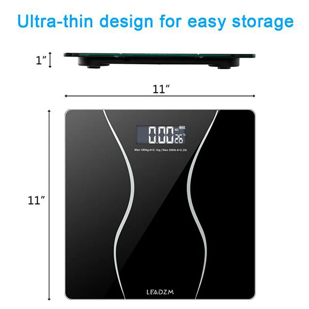 Black electronic household scale with digital display for weight measurement up to 180kg
