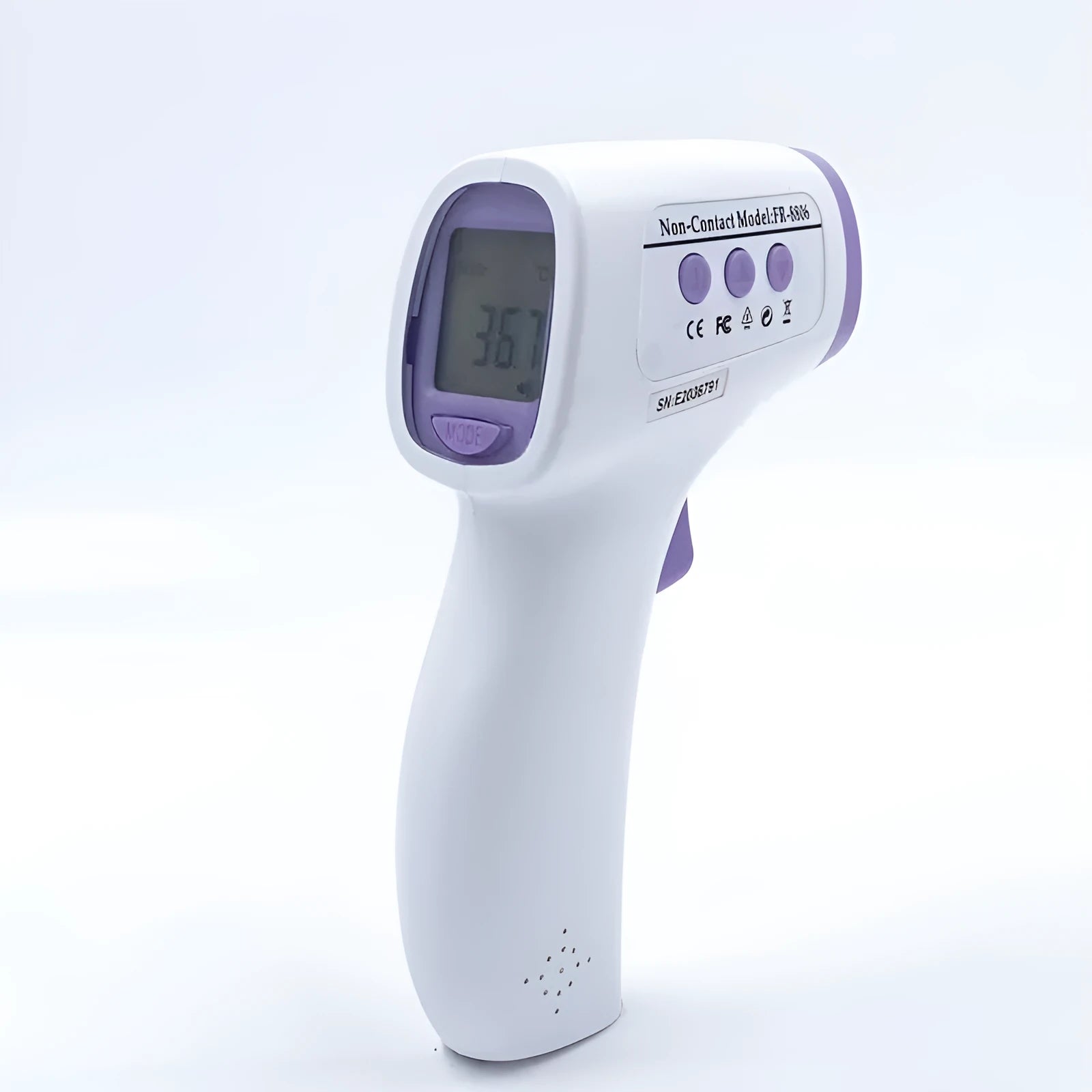 White digital non-contact thermometer with infrared sensor for temperature measurement