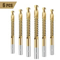 6-piece high-speed steel brad point woodworking drill set with sizes 3 to 8mm