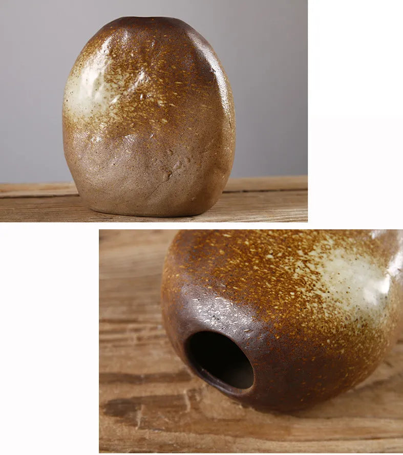 Ceramic small vase in Japanese style with glazed pottery surface, one of six colour options