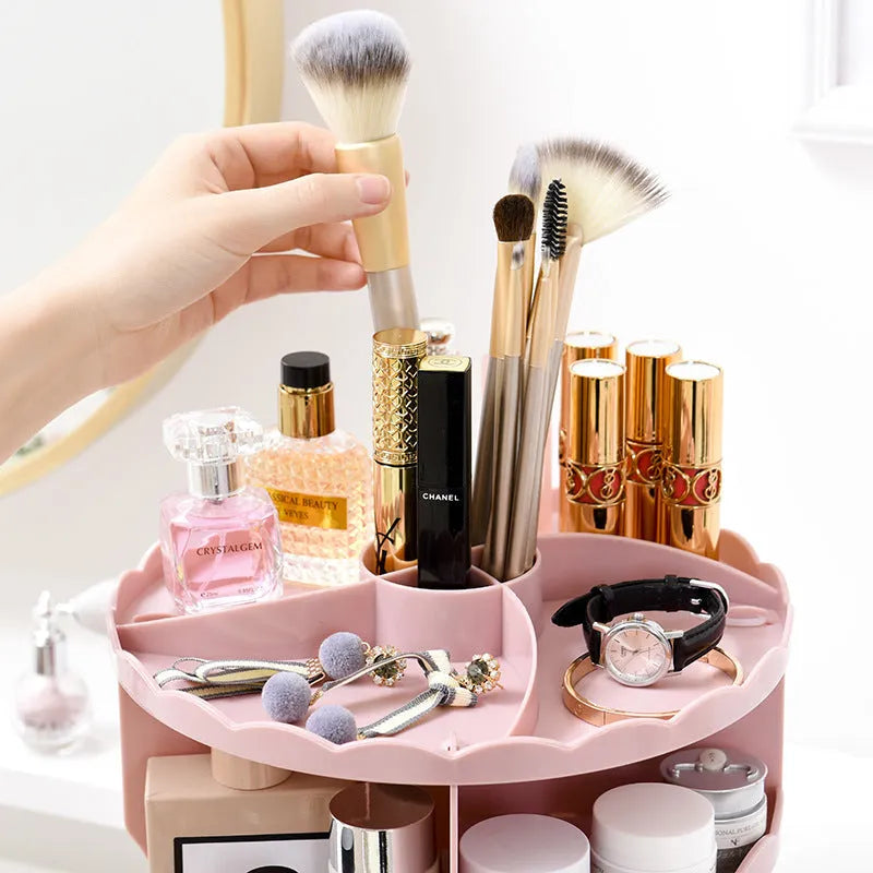 360 rotating plastic cosmetics storage box 23 x 30.5cm for bathroom toiletries and makeup