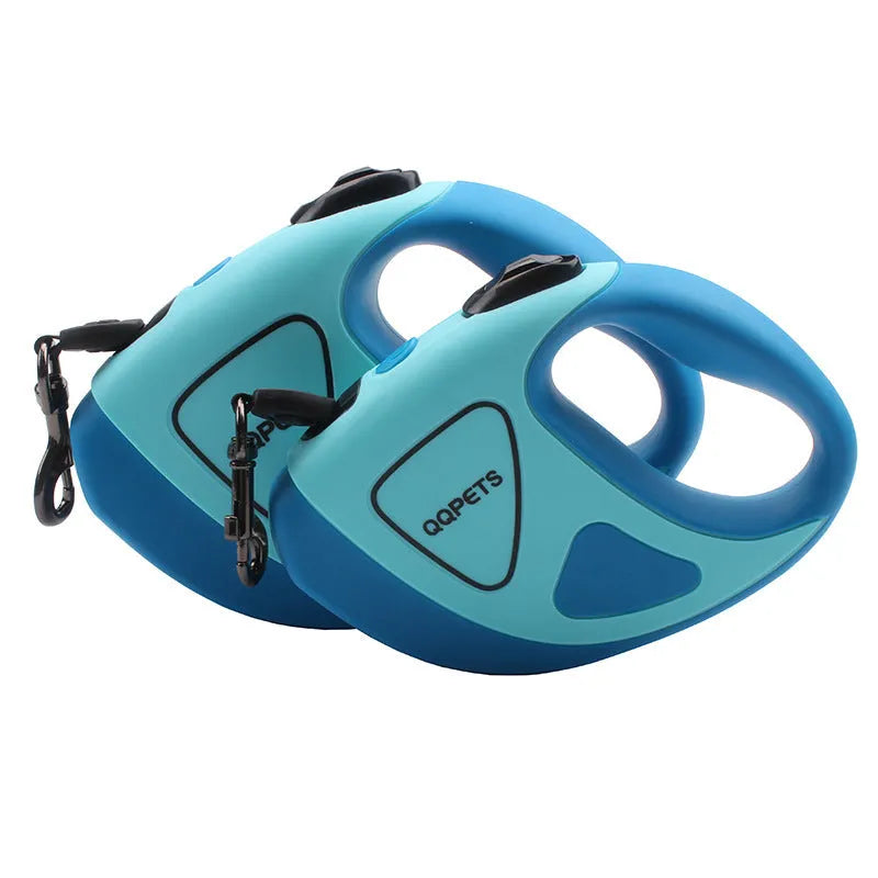 Retractable dog leash with LED night safety light, anti-slip handle and 3m or 5m telescopic length