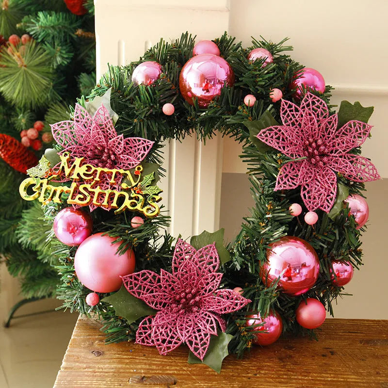 30cm multicolour plastic Christmas wreath decoration for door or wall