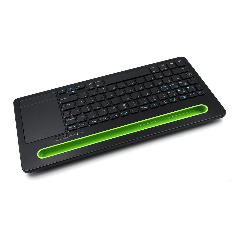 Black universal touch keyboard for tablet and phone with 78 keys, touchpad, Bluetooth 3.0, and ABS plastic body