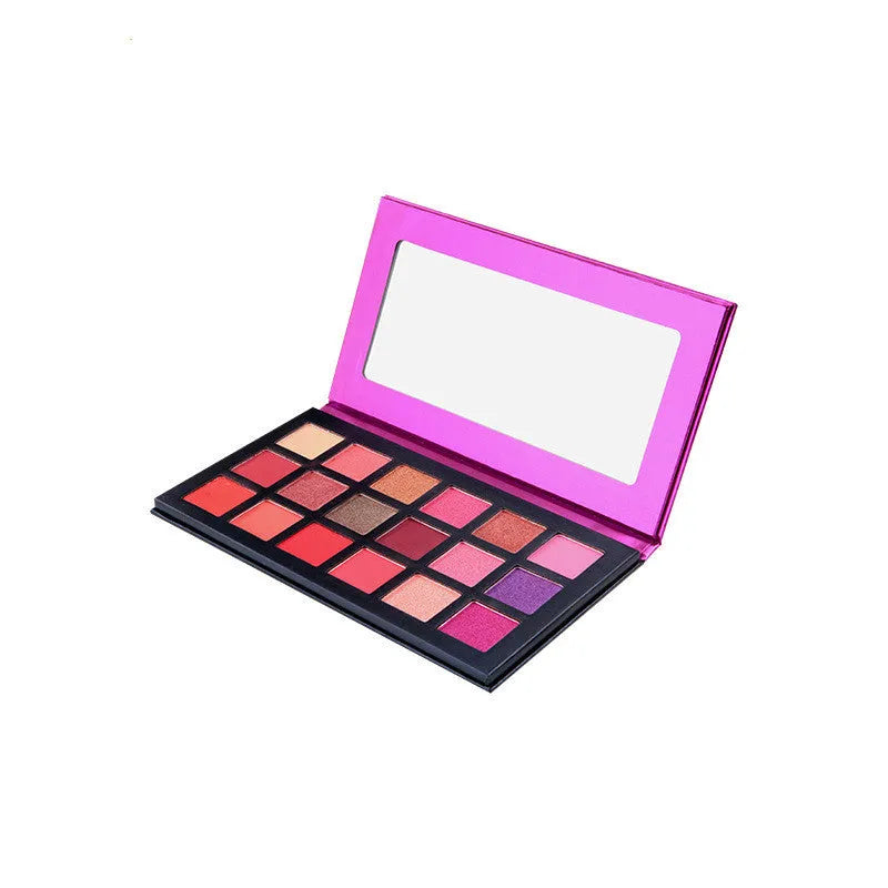 18 colour square eyeshadow palette with highly pigmented shades, smooth application, long-lasting wear